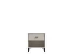 Comodino Bianco Nero un Ripiano un Cassetto 48x40x52h cm, Apertura Scorrevole - Cavaglia