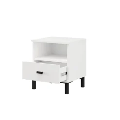 Comodini > Dmora Comodino un Cassetto 2 Ripiani 39x35x45h cm, Apertura Scorrevole - Jinja Bianco Opaco
