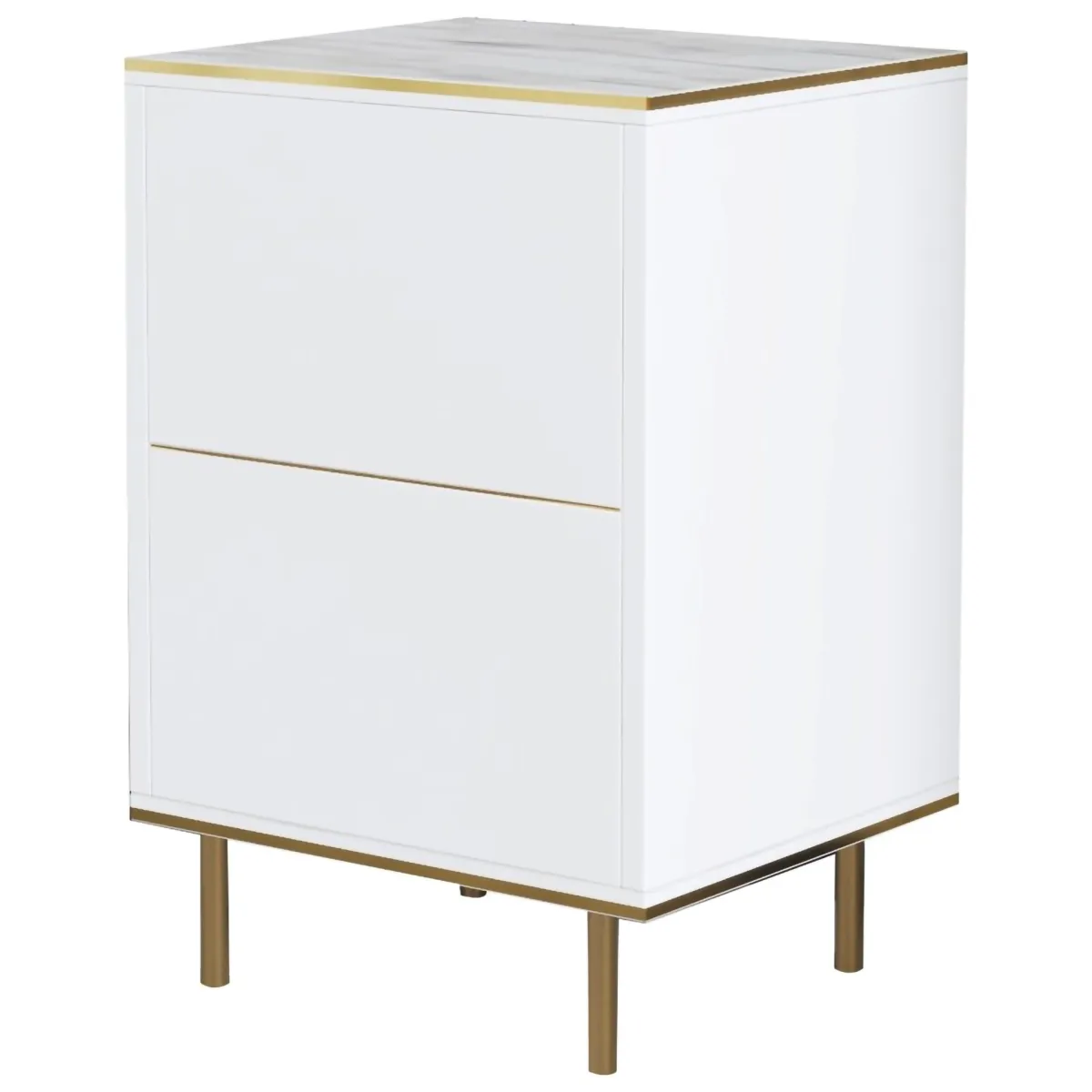 Comodini > Dmora Comodino Bianco oro un Ripiano Apertura Battente 40x35x60h cm, Un'anta - Vestone Oro, Bianco