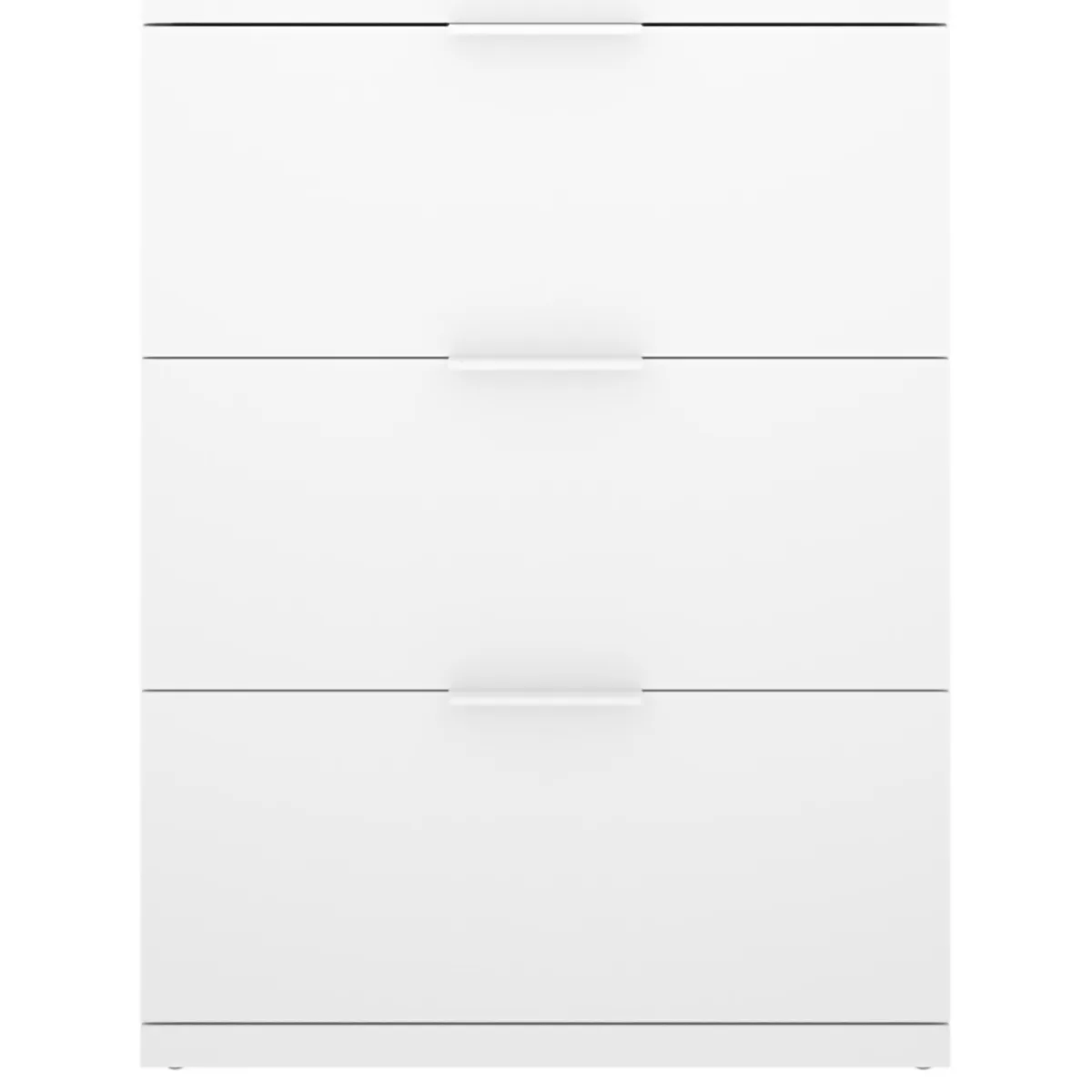 Comodini > Dmora Comodino un Ripiano 3 Cassetti 34x42x57h cm, Apertura Scorrevole - Blythe Bianco