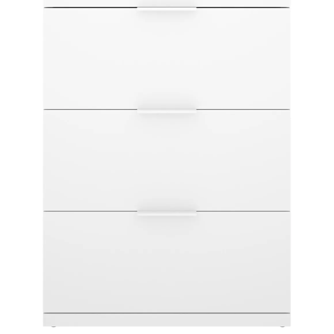 Comodino Bianco un Ripiano 3 Cassetti 34x42x57h cm, Apertura Scorrevole - Sturgis