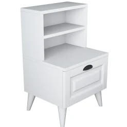 Comodini > Dmora Comodino un Ripiano un Cassetto 45x40x74h cm, Apertura Scorrevole - Offagna Bianco