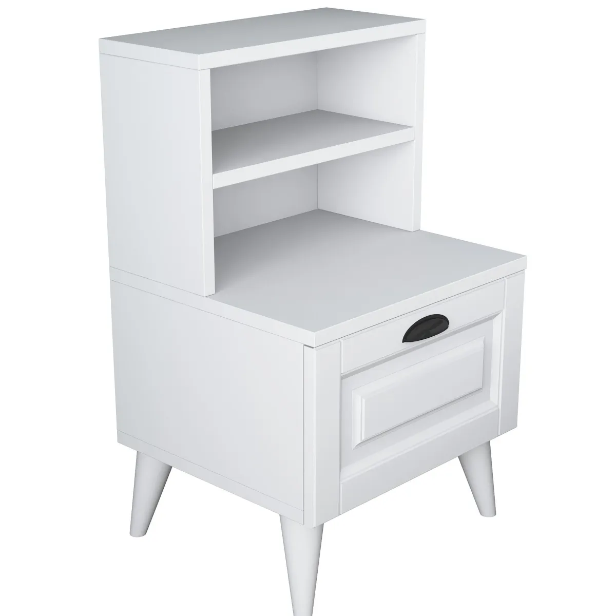 Comodini > Dmora Comodino un Ripiano un Cassetto 45x40x74h cm, Apertura Scorrevole - Offagna Bianco