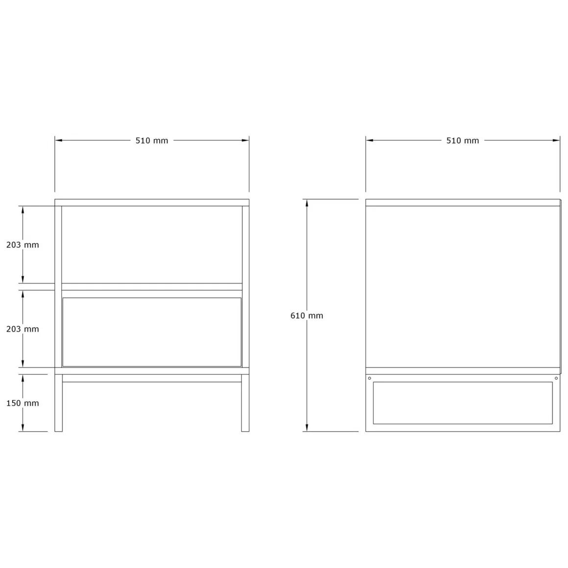 Comodino Bianco un Ripiano un Cassetto 51x51x61h cm, Apertura Scorrevole - Compatri