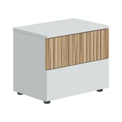 Comodini > Dmora Comodino cannettato bianco e rovere 50x41x34h cm - Josie Marrone, Bianco Rovere