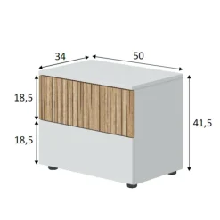 Comodini > Dmora Comodino cannettato bianco e rovere 50x41x34h cm - Josie Marrone, Bianco Rovere