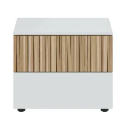 Comodini > Dmora Comodino cannettato bianco e rovere 50x41x34h cm - Josie Marrone, Bianco Rovere