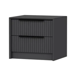 Comodini > Dmora Comodino 2 cassetti antracite 45x45x53h cm - Moke Nero Antracite