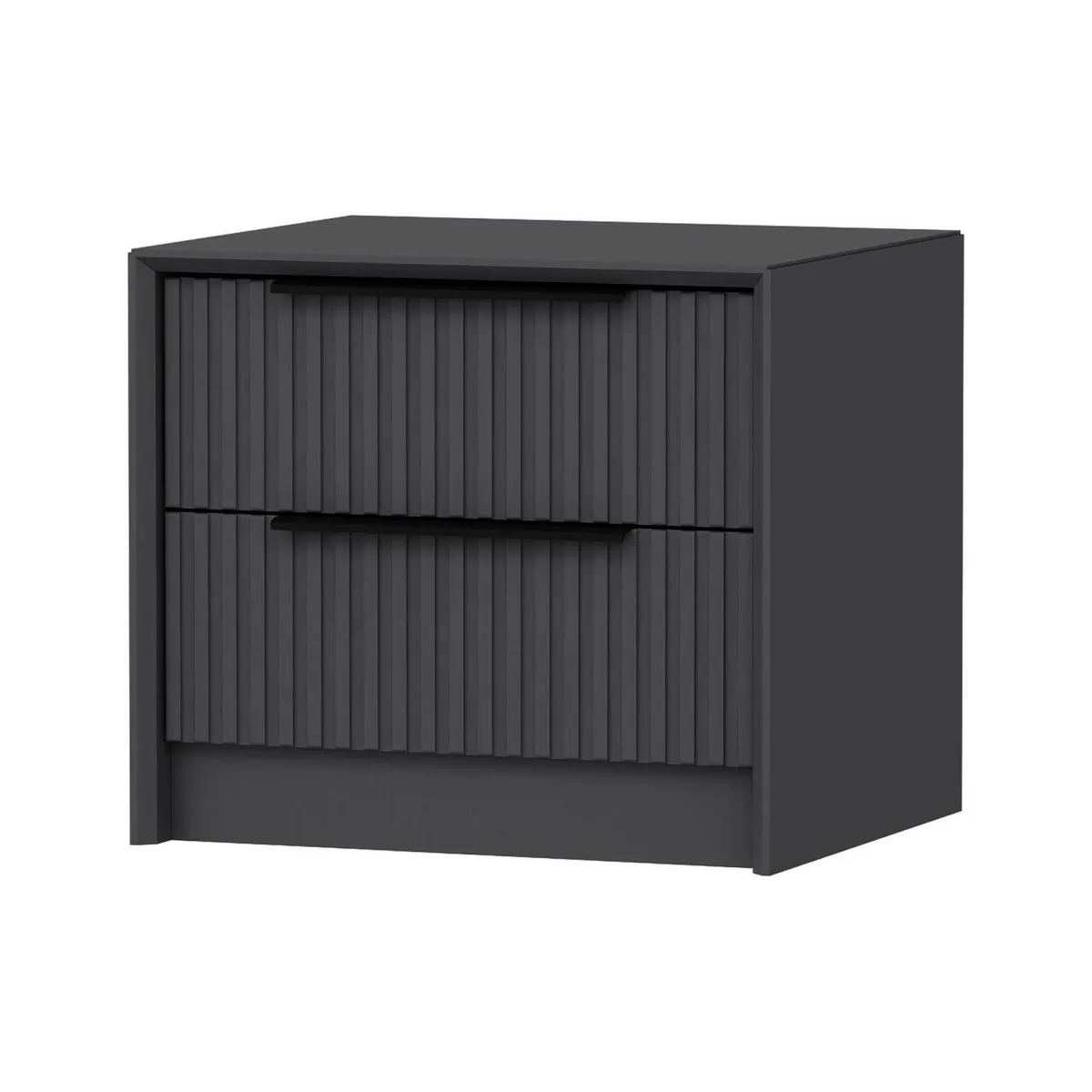 Comodini > Dmora Comodino 2 cassetti antracite 45x45x53h cm - Moke Nero Antracite
