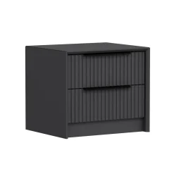Comodini > Dmora Comodino 2 cassetti antracite 45x45x53h cm - Moke Nero Antracite