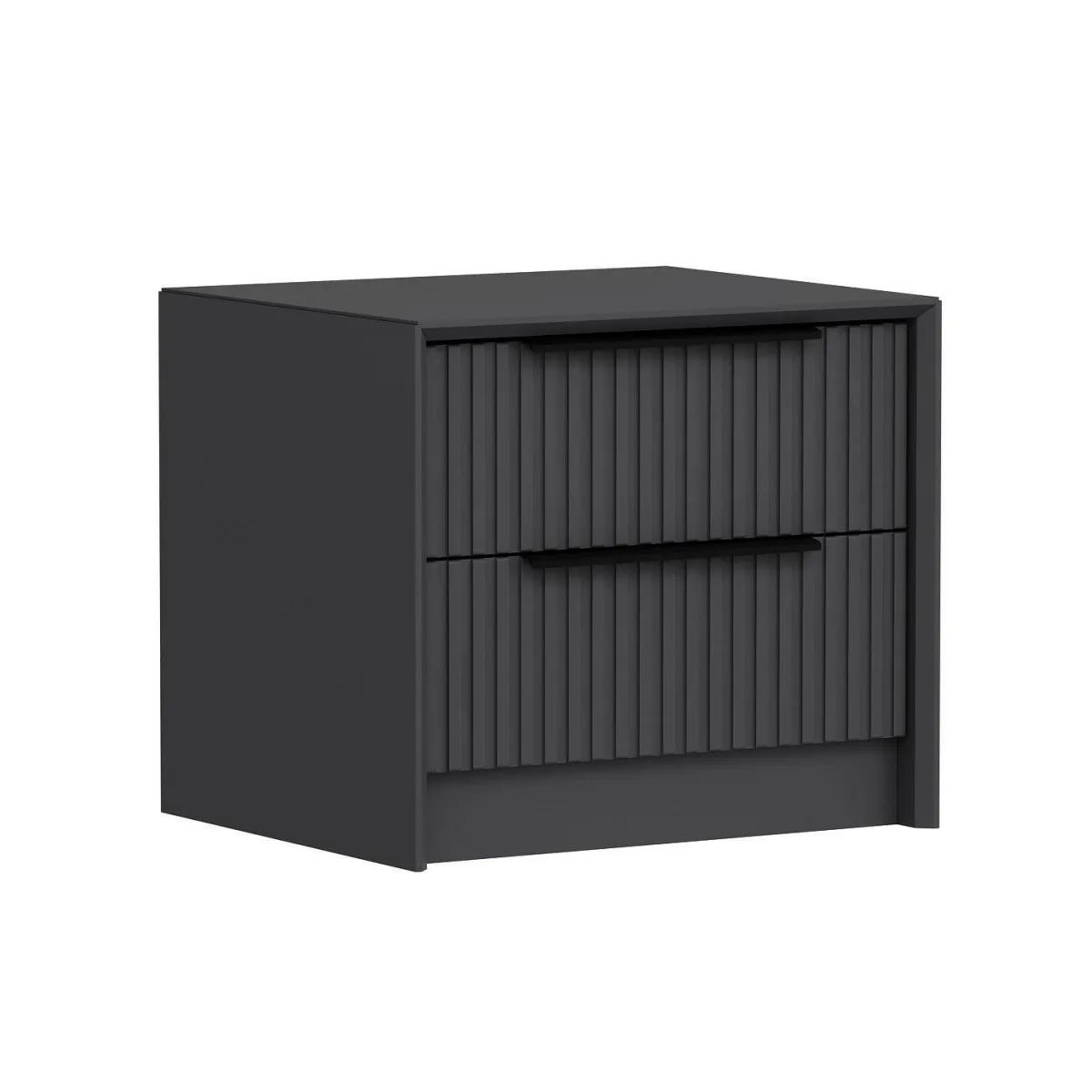 Comodini > Dmora Comodino 2 cassetti antracite 45x45x53h cm - Moke Nero Antracite