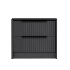 Comodini > Dmora Comodino 2 cassetti antracite 45x45x53h cm - Moke Nero Antracite