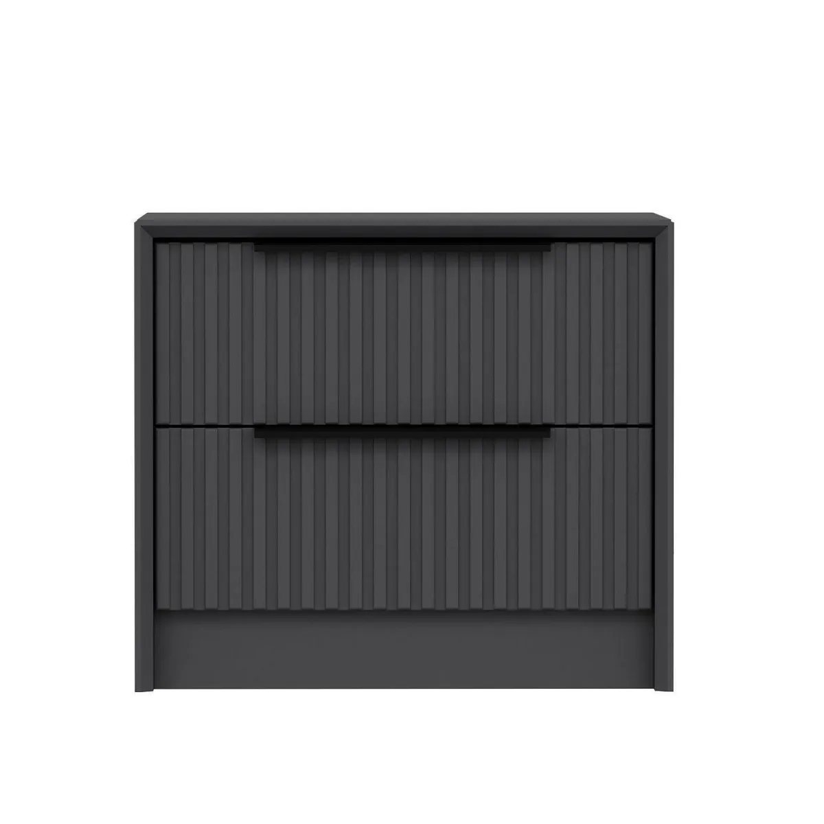 Comodini > Dmora Comodino 2 cassetti antracite 45x45x53h cm - Moke Nero Antracite