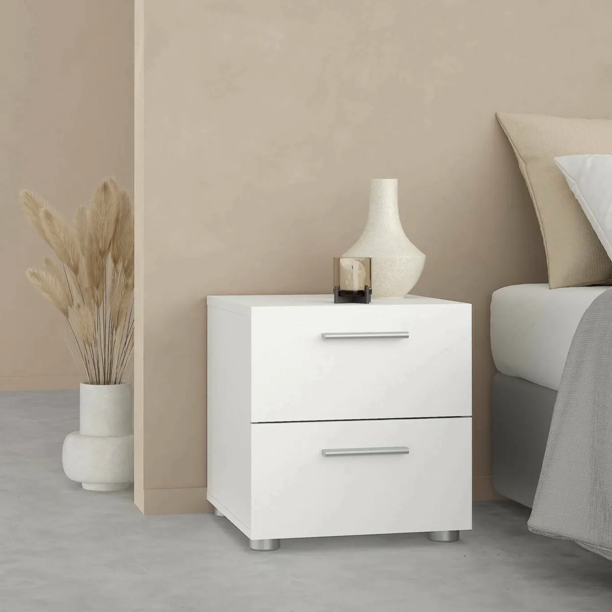 Comodini > Dmora Comodino 2 cassetti 40x40x42h cm - Apolla Bianco