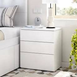 Comodino 3 cassetti bianco 52x34x58h cm - Arnold