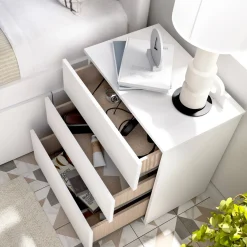 Comodino 3 cassetti bianco 52x34x58h cm - Arnold