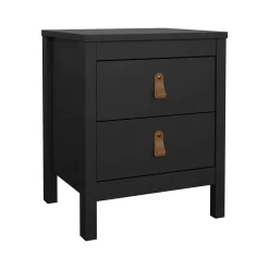 Comodino 2 cassetti nero 43x38x54h cm - Fred
