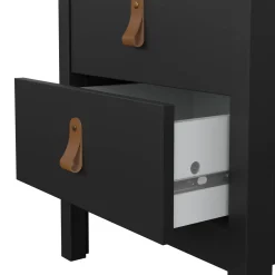 Comodino 2 cassetti nero 43x38x54h cm - Fred