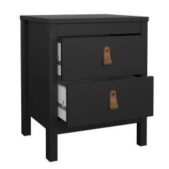 Comodino 2 cassetti nero 43x38x54h cm - Fred