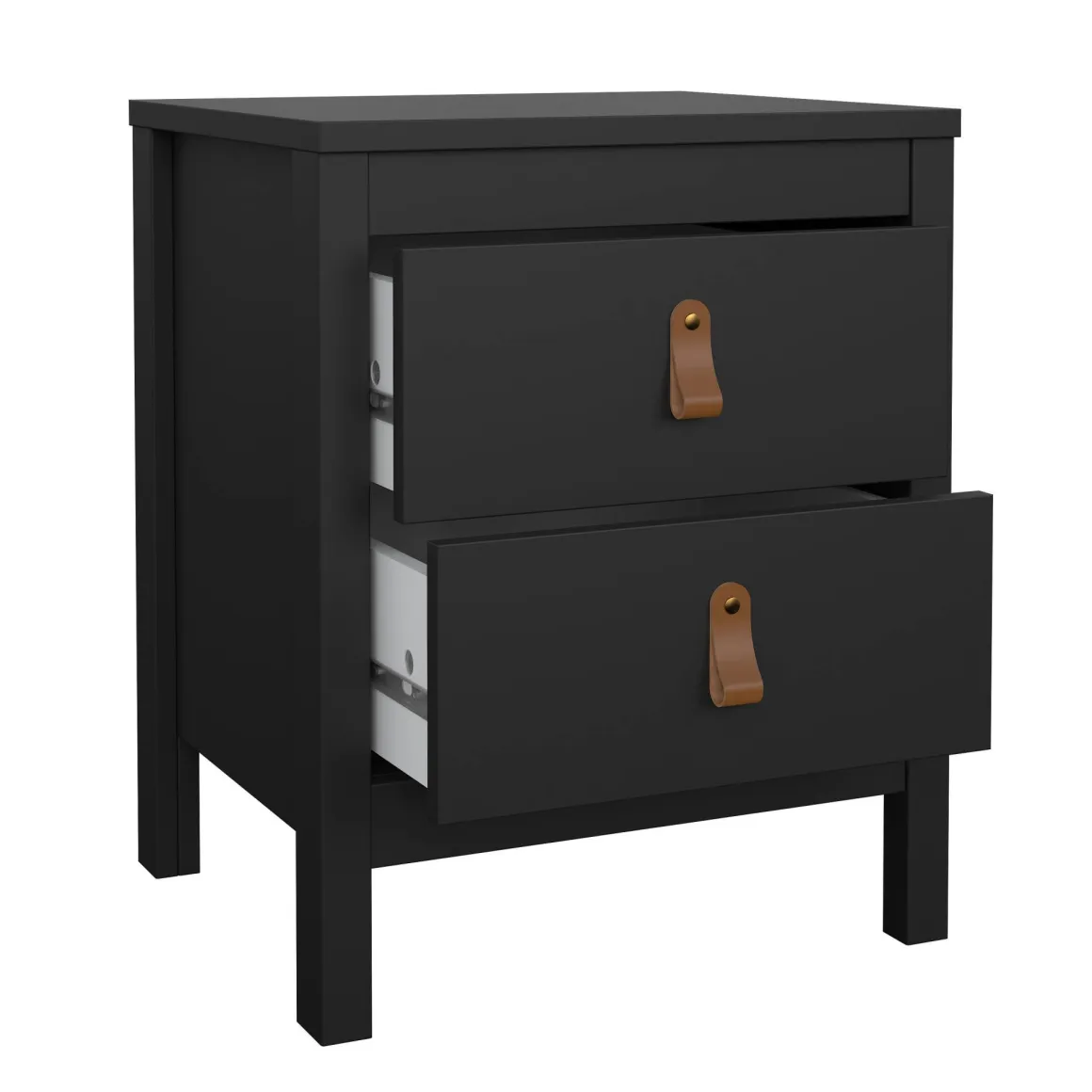 Comodino 2 cassetti nero 43x38x54h cm - Fred
