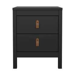Comodino 2 cassetti nero 43x38x54h cm - Fred
