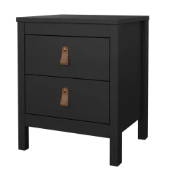 Comodino 2 cassetti nero 43x38x54h cm - Fred