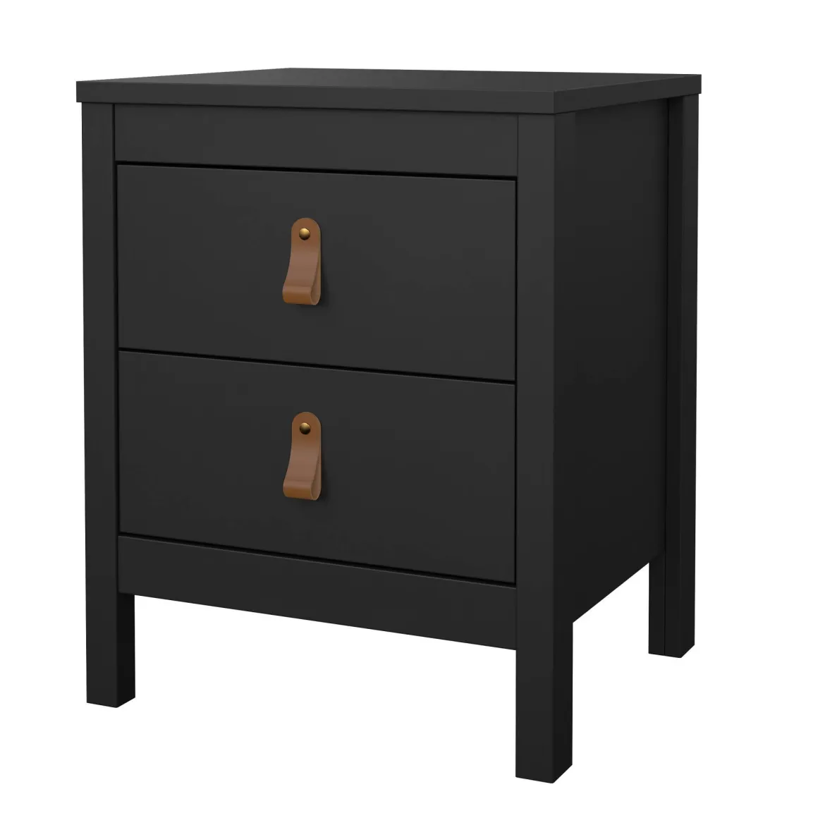Comodino 2 cassetti nero 43x38x54h cm - Fred
