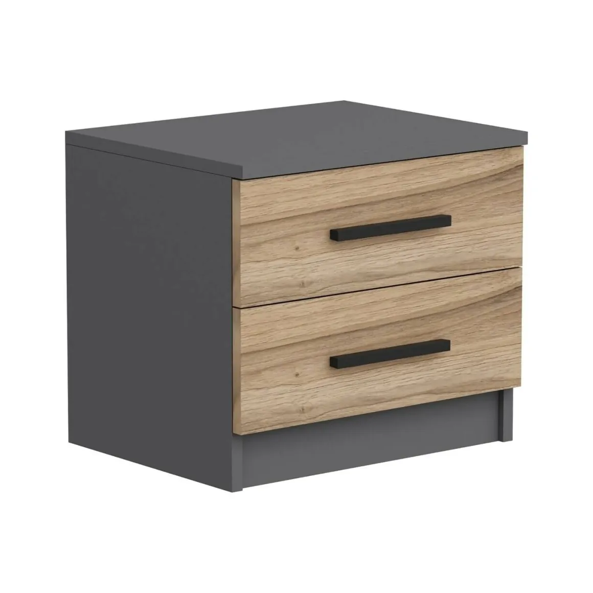 Comodino 2 cassetti noce e nero 50x47x40h cm - Iune
