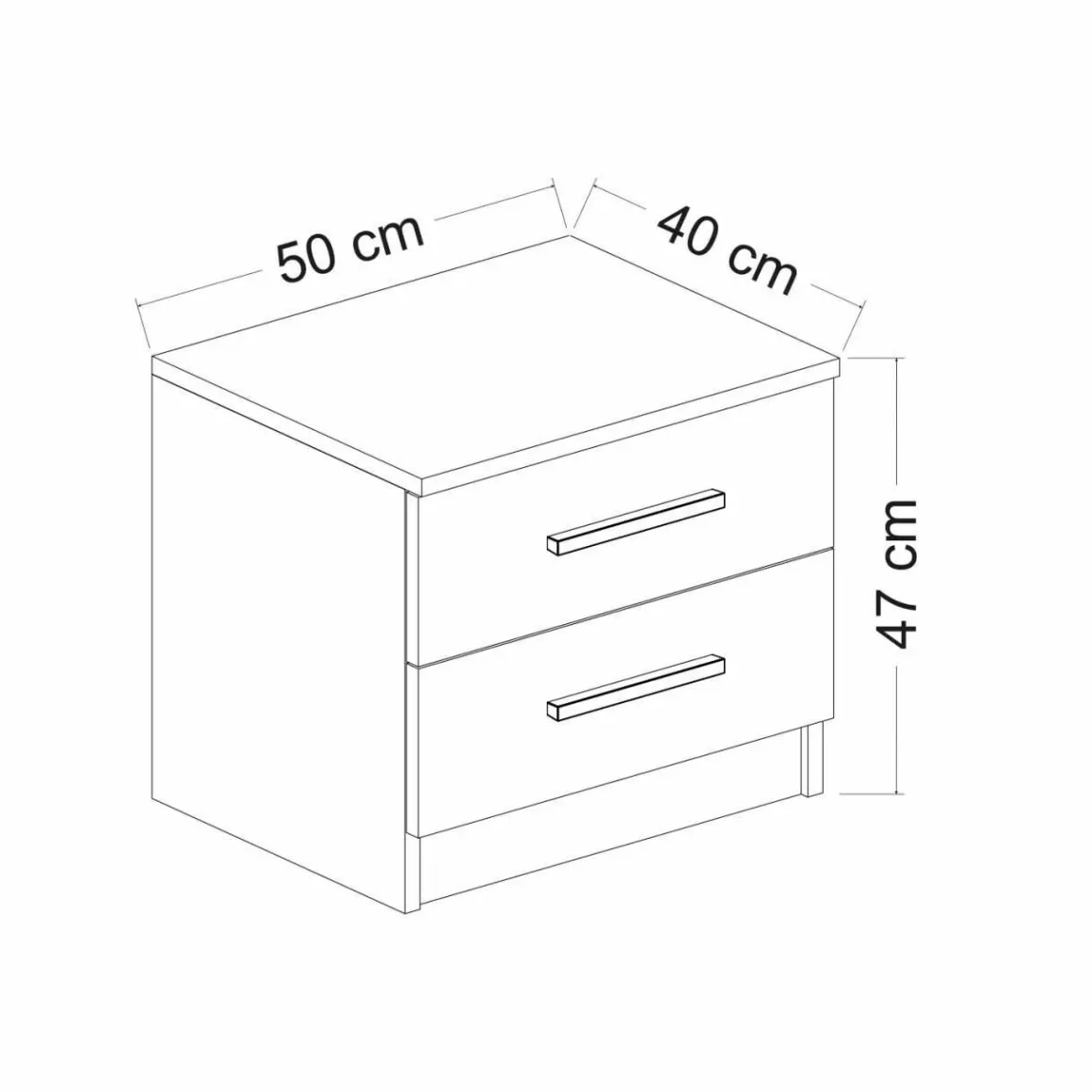 Comodino 2 cassetti noce e nero 50x47x40h cm - Iune