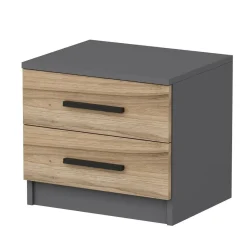 Comodino 2 cassetti noce e nero 50x47x40h cm - Iune