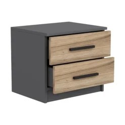 Comodino 2 cassetti noce e nero 50x47x40h cm - Iune