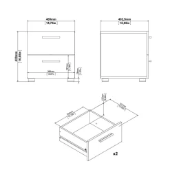 Comodini > Dmora Comodino 2 cassetti noce 40x40x42h cm - Apolla Marrone Noce