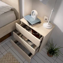 Comodino 3 cassetti rovere 52x34x58h cm - Arnold