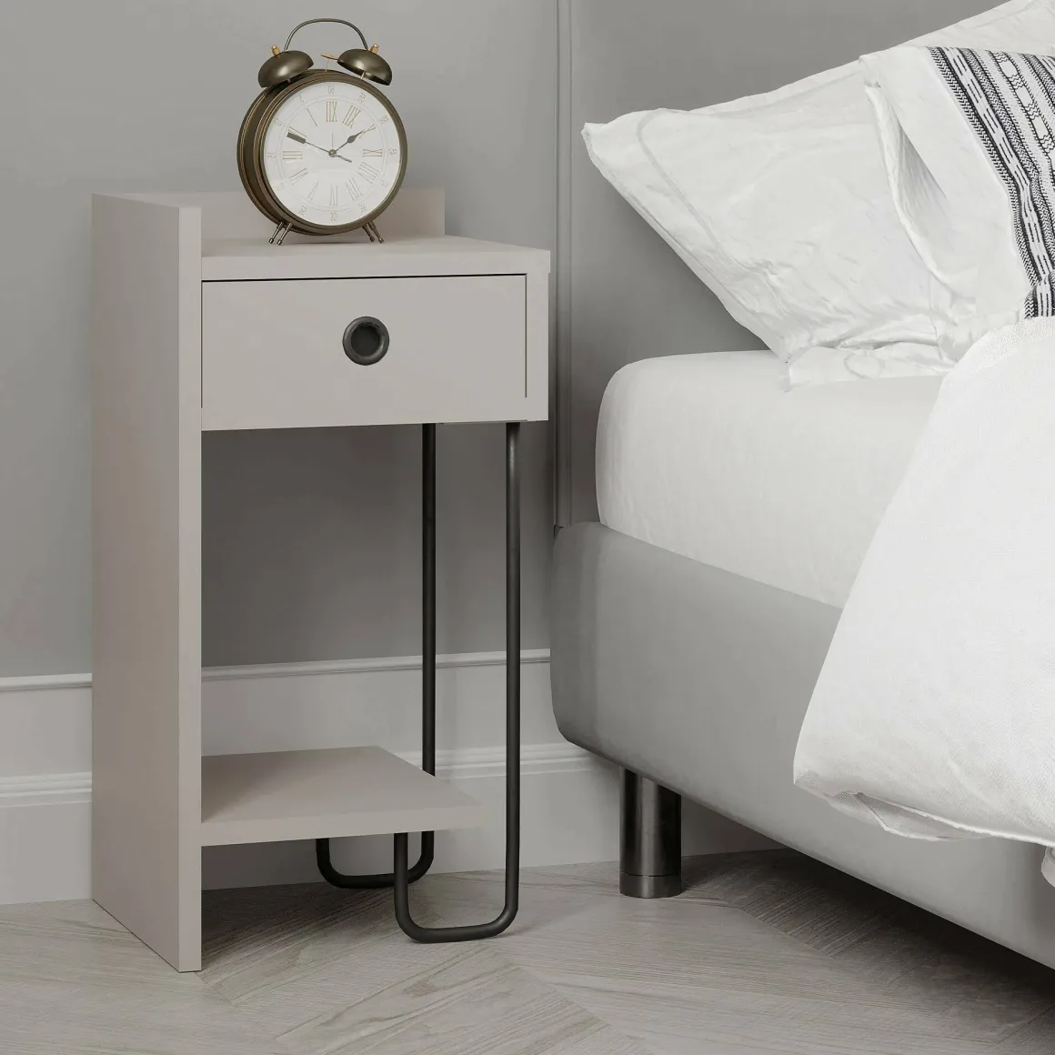Comodini > Dmora Comodino 1 cassetto 40x40x49h cm - Solantra Beige