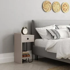 Comodini > Dmora Comodino 1 cassetto 40x40x49h cm - Solantra Beige