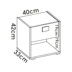 Comodini|Camera Da Letto > Dmora Comodino 1 cassetto bianco e rovere 40x33x42h cm - Artica Marrone, Bianco Rovere