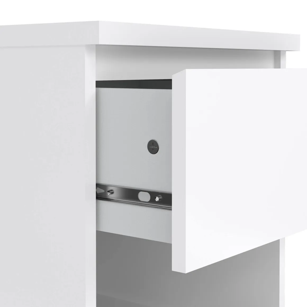 Comodino 1 cassetto bianco lucido 40x40x49h cm - Scolastica