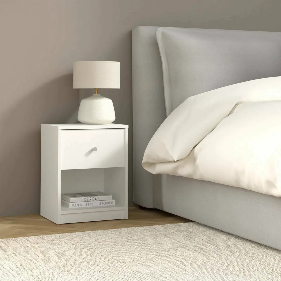 Comodini > Dmora Comodino 1 cassetto 37x35x47h cm - Giustina Bianco