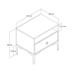Comodini|Camera Da Letto > Dmora Comodino 1 cassetto noce e bianco marmo 56x40x50h cm - Editta Bianco Marmo, Marrone Noce