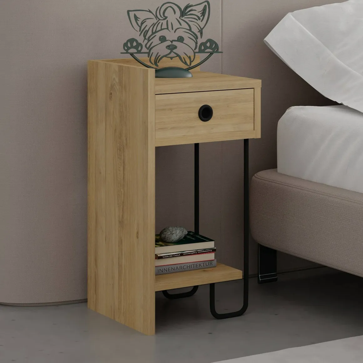Comodino 1 cassetto quercia 32x30x61h cm - Cedro