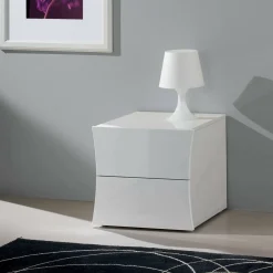 Comodino chic bianco lucido 50x40x41h cm - Aku