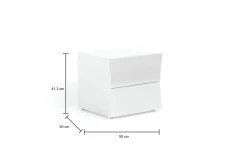 Comodino chic bianco lucido 50x40x41h cm - Aku