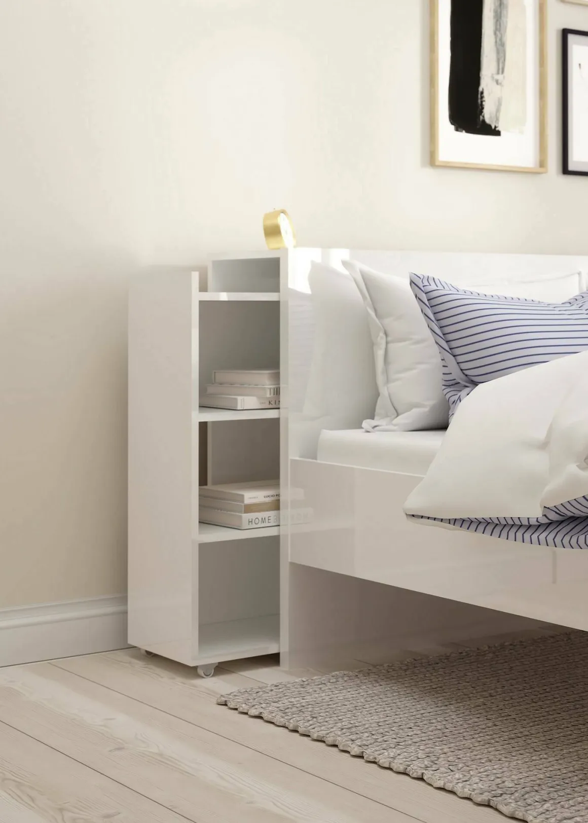 Comodino classico bianco lucido 164x26x79h cm - Delfino