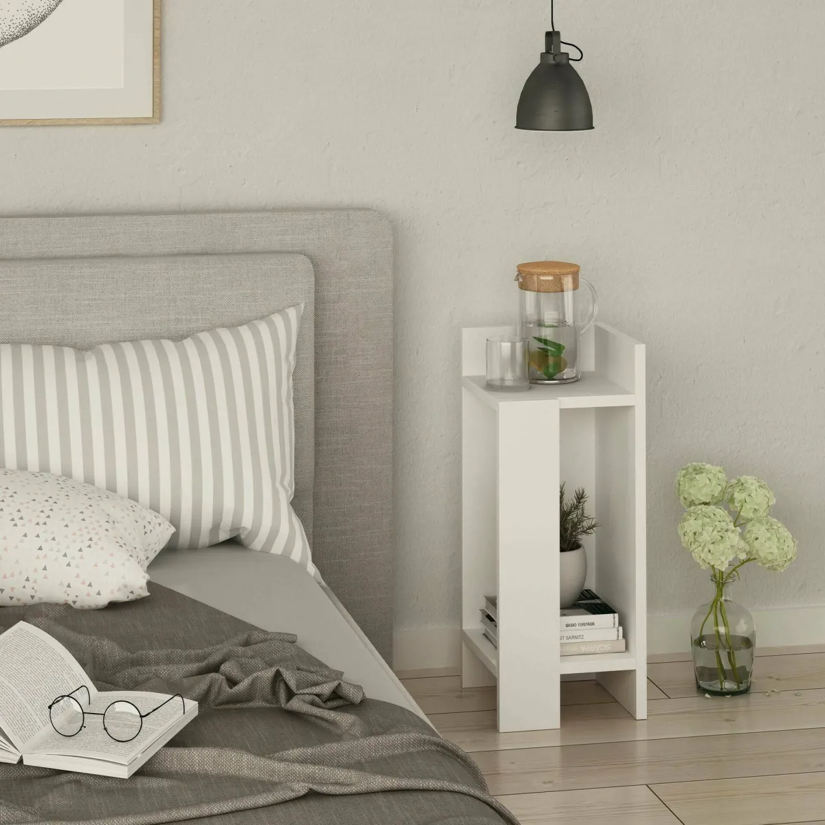 Comodini|Camera Da Letto > Dmora Comodino classico 25x27x60h cm - Germana Bianco