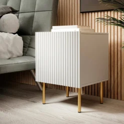 Comodino classico bianco 44x40x51h cm - Set di 2 comodini Farini