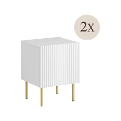 Comodino classico bianco 44x40x51h cm - Set di 2 comodini Farini