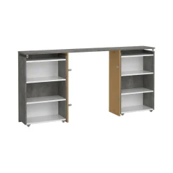 Comodini > Dmora Comodino classico cemento e bianco lucido 164x26x79h cm - Delfino Bianco Lucido, Grigio Cemento