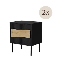 Comodini > Dmora Comodino classico 50x40x61h cm - Set di 2 comodini Ussana Nero