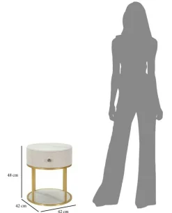 Comodini > Dmora Comodino Gerhard, 42x42 h48 cm, Crema e Bianco Bianco, Bianco Crema