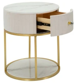 Comodini > Dmora Comodino Gerhard, 42x42 h48 cm, Crema e Bianco Bianco, Bianco Crema